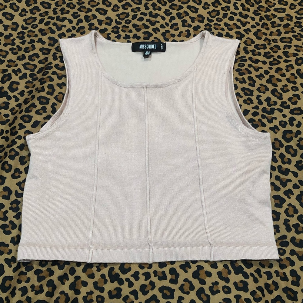 Misguided Knit Cropped Tank Champagne Size 4
